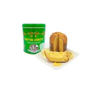 Chiostro di Saronno Panettone Artigianale con Crema di Limoncello Mini 100 g, Panettone a Lenta Lievitazione, Panettone al Limoncello, Senza Canditi e Senza Uvetta, Confezione Latta Verde