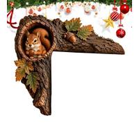 Chipmunk Door Decor - 2D Realistic Tree Hollow Hanger - Corner Ornament | Wooden Over Door Decor Home Bedroom Christmas Living Porch Fall Dorm Party