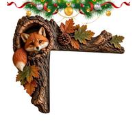 Chipmunk Door Decor - 2D Realistic Tree Hollow Hanger - Corner Ornament | Wooden Over Door Decor Home Bedroom Christmas Living Porch Fall Dorm Party