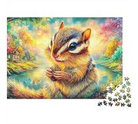 Chipmunk with An Acorn by A River Puzzle Da 1000 Pezzi Adorable Squirrel Ideale Per I Regali Di Compleanno E Di Natale 38x26cm/1000pcs