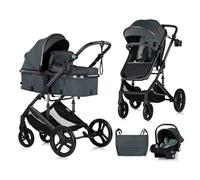 Chipolino carrozzina 3 in 1 Amore seggiolino auto, adattatore, borsa fasciatoio, colorazione:turchese