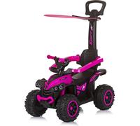 CHIPOLINO cavalcabile per bambini a quattro ruote con cappottina e asta di guida, rosa