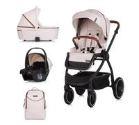 Chipolino passeggino 3in1 Prestige navicella zaino i-Size segiolino auto bambini, colorazione:beige marrone