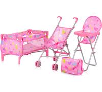CHIPOLINO set per bambole 3 in 1 Trixy Hearts - passeggino, lettino e seggiolone
