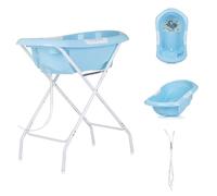 Chipolino supporto vasca da bagno Noemi pieghevole, scarico, vani portaoggetti, colori:blu