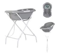 Chipolino supporto vasca da bagno Noemi pieghevole, scarico, vani portaoggetti, colori:grigio
