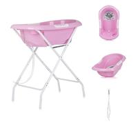 Chipolino supporto vasca da bagno Noemi pieghevole, scarico, vani portaoggetti, colori:rosa