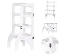Chipolino torre didattica per bambini 2 in 1, tavolo e sgabello, legno, colorazione:bianco