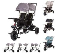 Chipolino Triciclo Hip Hop, due bambini, fino a 40 kg, sedili ruotabili a 360°, colorazione:grigio