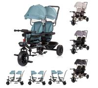 Chipolino Triciclo Hip Hop, due bambini, fino a 40 kg, sedili ruotabili a 360°, colorazione:turchese