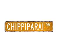 Chippiparai Cartello stradale in metallo con ossa di cane, 10,2 x 45,7 cm, personalizzabile, antivento, in alluminio, rustico, dipinto in ferro, per casa, bar, pub, negozio, garage