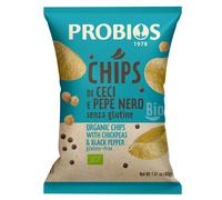 Probios Chips di Ceci e Pepe Nero Bio - Senza Glutine - Confezione da 12 x 40g