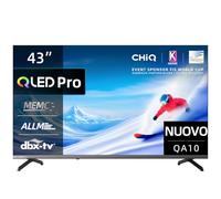 CHiQ 43QA10 43 Pollici(109cm) 4K UHD QLED HDR10, Smart TV, VRR e ALLM, Design Metallico Ultra Sottile Senza Cornice, Dolby Audio, HEVC Main 10, Triplo Tuner (DVB-C/T/T2/S/S2), Nuovo Modello
