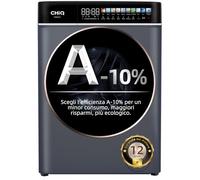 CHiQ CW086581AX Lavatrice 8 kg con Touchscreen LED 13,5", Efficienza Energetica A-10%, Lavaggio Vapore & Rapido, Motore BLDC (1400 RPM), Tamburo Grande, Guarnizione Antibatterica, Grigio
