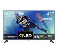 CHIQ Smart TV U43QM8G 43 pollici, UHD QLED con HDR, senza cornice e metallo, Google TV, Dolby Audio, sintonizzatore triplo, Wi-FI 2.4G/5G, Google Assistant, HDMI 2.1, USB2.0