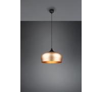 CHIRON SOSPENSIONE METALLO NERA DIFFUSORE OTTONE SATINATO D.45CM 1 LUCE ATTACCO E27