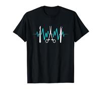 Chirurgico Bisturi Pinzetta Forbici Chirurgo Battito cardiaco ECG Maglietta