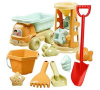 CHISHAYA Set di 10 giocattoli da spiaggia per bambini, in plastica contiene secchio, rastrello per un divertimento giocoso della sabbia nella rete giocattolo regalo (A, taglia unica)
