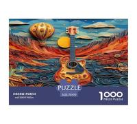 Chitarra, acqua blu e montagne rosse, mongolfiera Puzzle 1000Pcs Decorazione Per La Casa. Rilassamento E Intelligence Per Adulti E Bambini Da 14 Anni 70x50cm/1000pcs