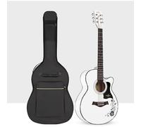 Chitarra Acustica, Chitarra Acustica Da Concerto Da 40 Pollici Con Kit Completo, Design Elegante Con Motivo A Vite Ideale Per Principianti, Musicisti E Appassionati(Bianco)