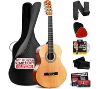 Chitarra acustica classica per principianti, 76,2 cm, 1/4 Junior 6 corde, in legno di tiglio, con custodia, accordatore, corde in nylon, plettri, cinghia, per principianti e adulti
