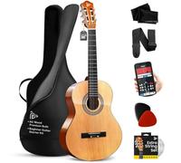 Chitarra acustica classica per principianti, 91,4 cm, 3/4, misura junior, 6 corde, in legno di tiglio, con custodia, accordatore, corde in nylon, plettri, tracolla, per principianti e adulti