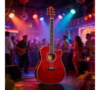 Chitarra Acustica Con Corde In Acciaio, Kit Completo Di Chitarra Acustica Con Spalla Mancante Di Dimensioni Standard Per Adulti E Musicisti(Retro color)