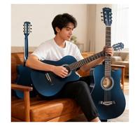 Chitarra acustica da 104,1 cm per principianti adulti, tutorial elementare cutaway della chitarra folk full size cutaway set con custodia (blu)