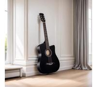 Chitarra acustica da 96 cm, 6 corde in acciaio, kit di base con custodia, corde, tracolla, pipa e plettri