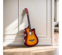 Chitarra acustica da 96 cm, 6 corde in acciaio, kit di base con custodia, corde, tracolla, pipa e plettri