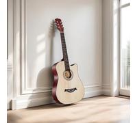 Chitarra acustica da 96 cm, 6 corde in acciaio, kit di base con custodia, corde, tracolla, pipa e plettri