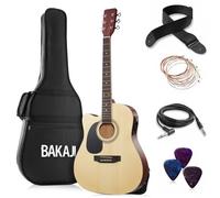 Chitarra Acustica Elettrica 41" Natural Equalizzatore Kit Corde Plettro Tracolla