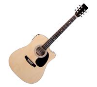 Chitarra Acustica Folk Western Dreadnought Elettrificata 20 Tasti 6 Corde Natura