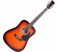 Chitarra Acustica Folk Western Dreadnought Principianti 20 Tasti 6 Cord Sunburst