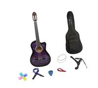 Chitarra acustica per principianti con corde in nylon, top in abete rosso, chitarra da viaggio con custodia, tracolla, plettri, capotasto e accessori, chitarra classica folk da 102 cm, viola