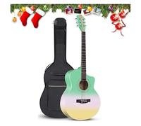Chitarra acustica per principianti, kit base per chitarra a spalla mancante Sunburst a 2 colori, con custodia, corde, tracolla, accordatore, accordatore, accordatore, plettro, adatto per regali di