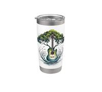 Chitarra Acustica Rock On Guitar Lake Tree Moonlight Trees Tee Bicchiere termico in acciaio inox doppia parete