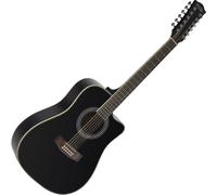 Chitarra acustica Rocktile a 12 corde Dreadnought Cutaway Nera Abete Mogano