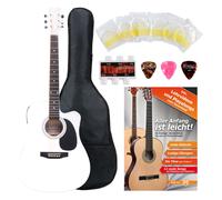 Chitarra Acustica Western Dreadnought Elettrificata 20 Tasti 6 Corde Bianco Set