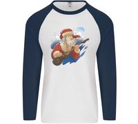 Chitarra Babbo Natale Divertente Natale Rock N Rotolo Uomo L/S Baseball T-Shirt