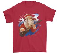 Chitarra Babbo Natale Divertente Natale Rock N Rotolo Uomo T-Shirt 100% Cotone