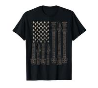 Chitarra Bandiera Americana 4 Luglio per Musicista Patriottico Maglietta