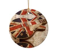 Chitarra Bandiera Britannica Stampa Regali di Natale Colleghi Per Amici Famiglia Circolare Ceramica Natale Appeso Ornamenti Per La Decorazione