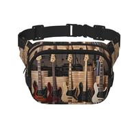 Chitarra Basso Strumenti Musicali Unisex Vita Regolabile Quadrato Doppio Strato Marsupio per Attività All'aperto Viaggiare Corsa Escursionismo, Nero , Taglia unica