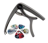 Chitarra capo, Leggero Capotasto con Estrattore di perni per Chitarra Acustica, Classica, Elettrica, Extra 5 Pezzi Plettri per Chitarra, In Lega di Zinco, Nero