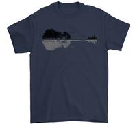 Chitarra Città Riflesso Chitarrista Elettrico Uomo T-Shirt 100% Cotone