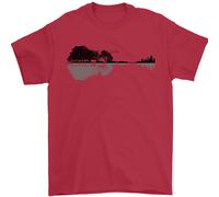 Chitarra Città Riflesso Chitarrista Elettrico Uomo T-Shirt 100% Cotone