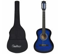 Chitarra Classica 3/4 Blu con Borsa Tiglio Massiccio 36 Pollici | Borsa in tessuto resistente, cinghia trasporto, suono caldo, design leggero, stile classico