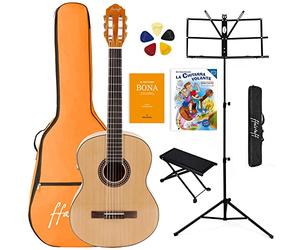 Chitarra Classica Elettrificata ffalstaff con Equalizzatore a 5 Bande, Poggiapiedi, Leggio Richiudibile, Borsa Colorata, Il Metodo Bona Ed. Salatino, Chitarra Volante e 5 Plettri