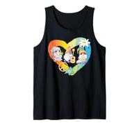 Chitarra con gnomi della Pace, Cuore Arcobaleno, Stile Hippie Anni '60 Canotta